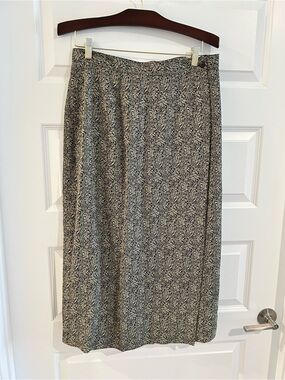 Vintage Talbots Floral Skirt Black Tan Size 14